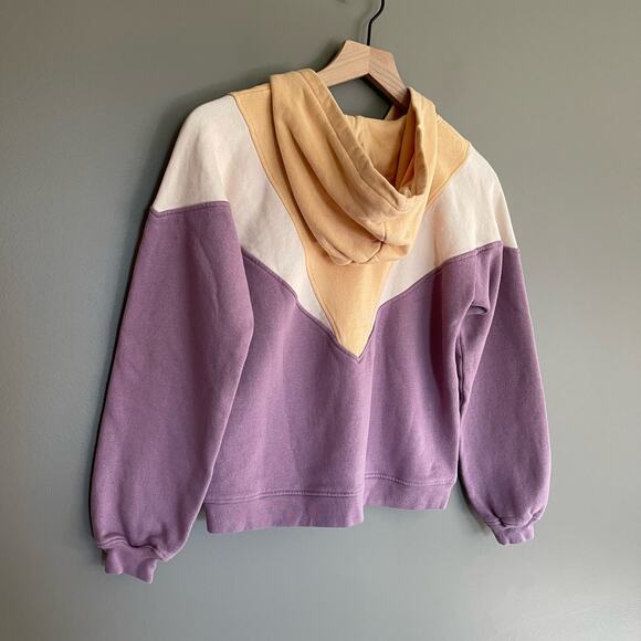 SEZANE‎ Tess Hooded Sweatshirt Size XXS Mauve Purple Yellow Chic French Pullover - Picture 12 of 16